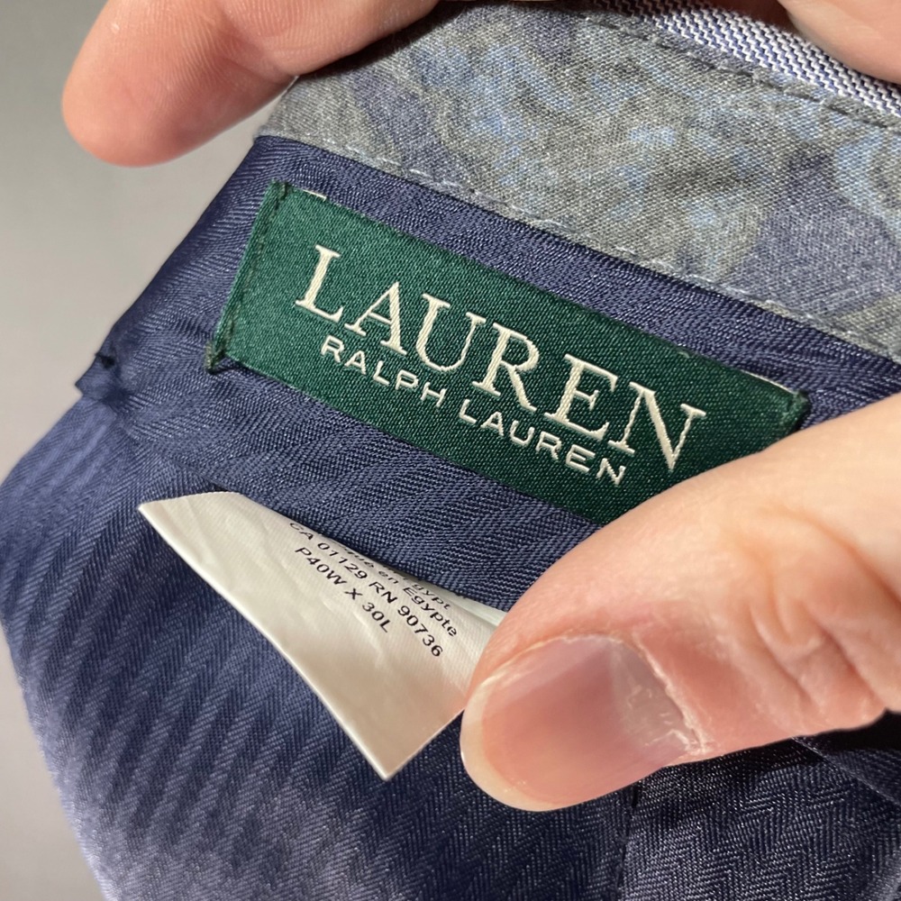 Lauren Ralph Lauren Dress Pants Mens 40x30 Blue Stretch Flat Front - Picture 3 of 7